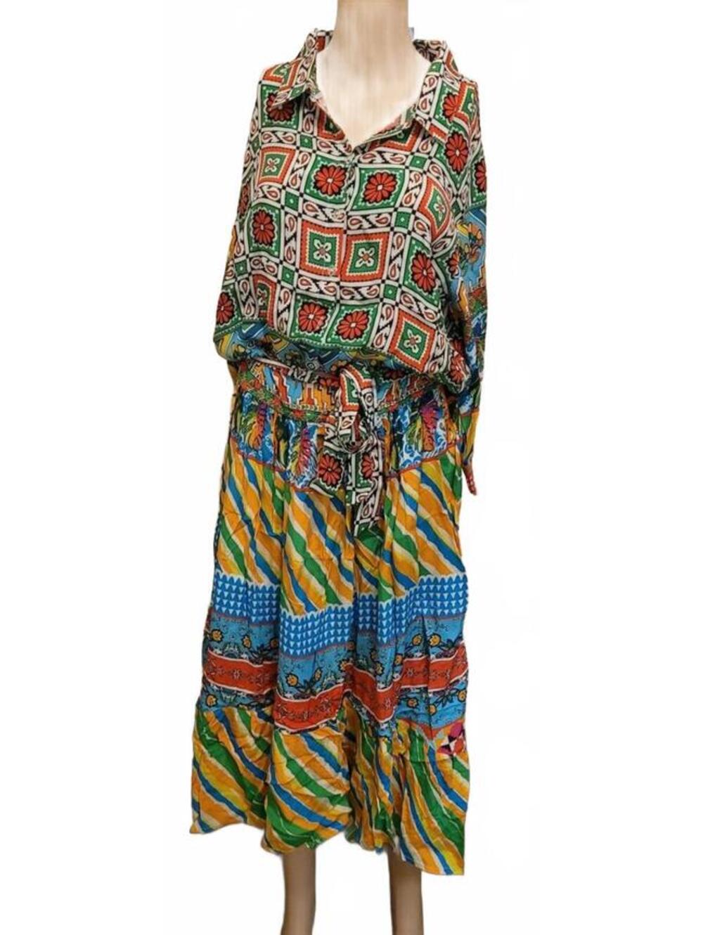 Sakkas Multicolor Viscose Silk Women's Dress Size L/XL